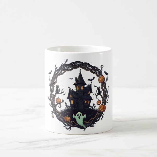 👻 "Haunted Haven" Halloween Night Mug  Kaffeetasse (Mittel)
