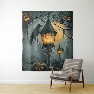 Haunted Hollow – Halloween-Nacht Wandteppich