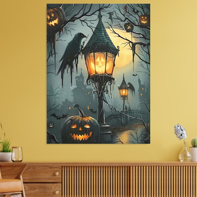 Haunted Hollow – Halloween Night Leinwanddruck (Insitu (Wohnzimmer))