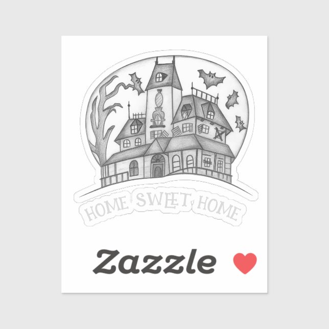Haunted House and Bats Halloween  Aufkleber (Blatt)