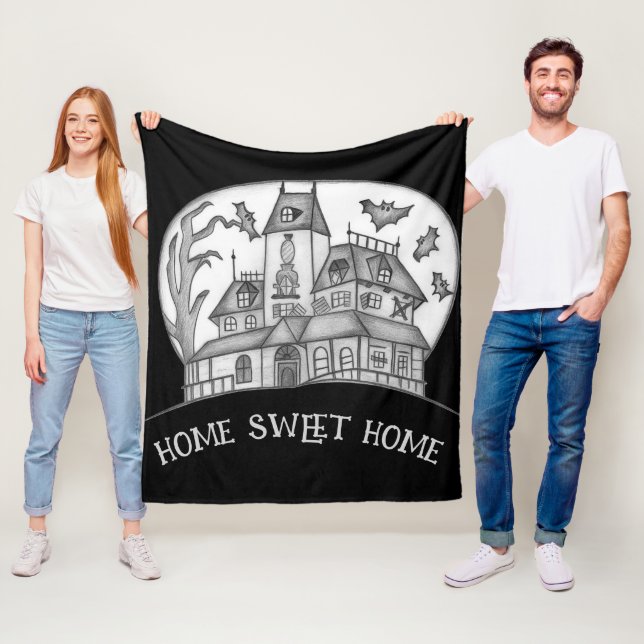 Haunted House and Bats Halloween  Fleecedecke (Beispiel)