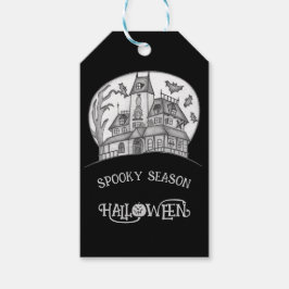 Haunted House and Bats Halloween  Geschenkanhänger