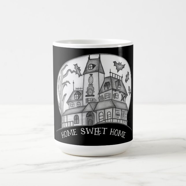 Haunted House and Bats Halloween  Kaffeetasse (Mittel)