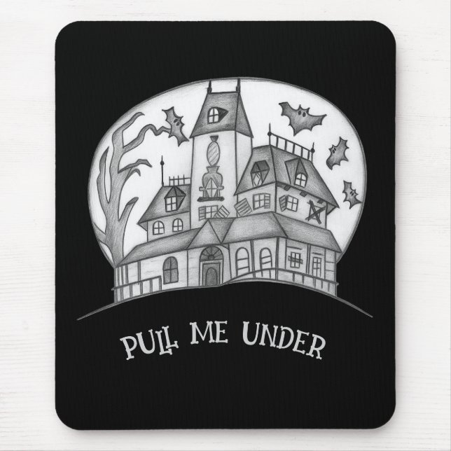 Haunted House and Bats Halloween  Mousepad (Vorne)