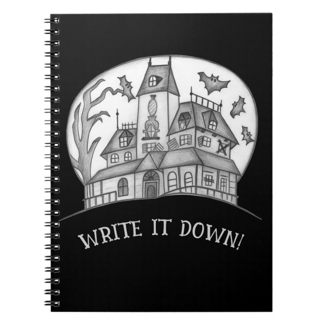 Haunted House and Bats Halloween  Notizblock (Vorderseite)