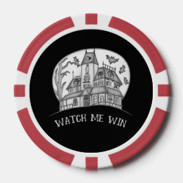 Haunted House and Bats Halloween  Pokerchips