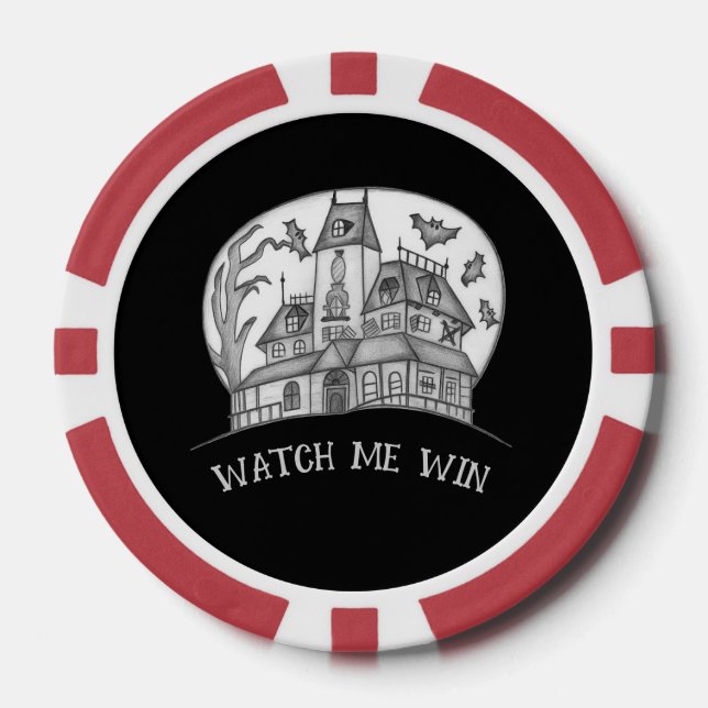 Haunted House and Bats Halloween  Pokerchips (Vorderseite)
