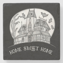 Haunted House and Bats Halloween  Steinuntersetzer