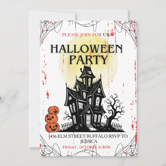 Haunted House Halloween Party Invitation! Einladung (Vorderseite)