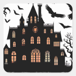 Haunted House Quadratischer Aufkleber