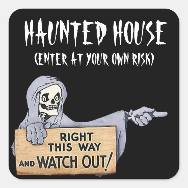 Haunted House Quadratischer Aufkleber (Vorderseite)
