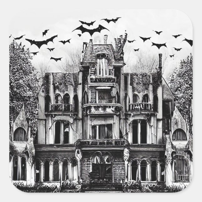 Haunted House Quadratischer Aufkleber (Vorderseite)