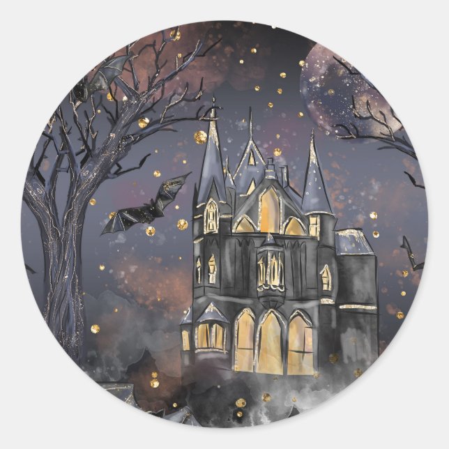Haunted House Runder Aufkleber (Vorderseite)