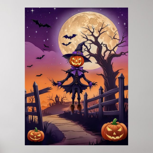 Haunted Pumpkin Path under Glowing Moon Poster (Vorne)