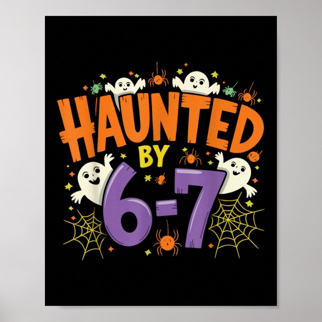 Haunted Six Seven 6 7 Meme 67 Skeleton Hand Hallow Poster (Vorne)
