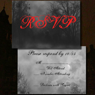 Haunted Sky Halloween RSVP Invitation Template Karte