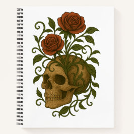 Haunting Beauty  Skull and Roses Halloween Art Notizbuch