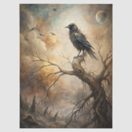 Haunting Fantasy Gothic Raven & Moon Seidenpapier