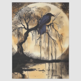 Haunting Fantasy Gothic Raven & Moon Seidenpapier