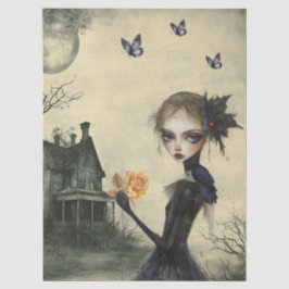 Haunting Fantasy Gothic Raven & Viktorianisch Girl Seidenpapier