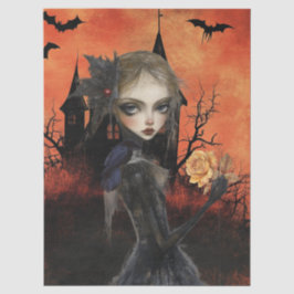 Haunting Fantasy Gothic Raven & Viktorianisch Girl Seidenpapier