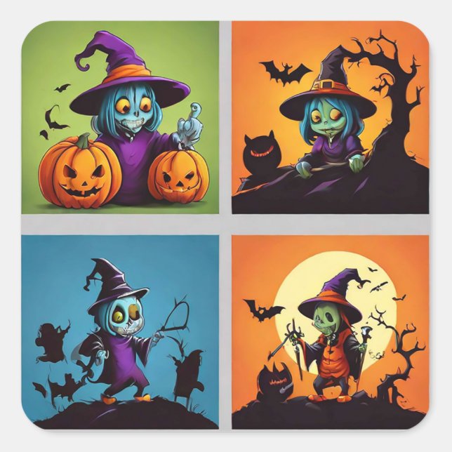Haunting Halloween Quadratischer Aufkleber (Vorderseite)