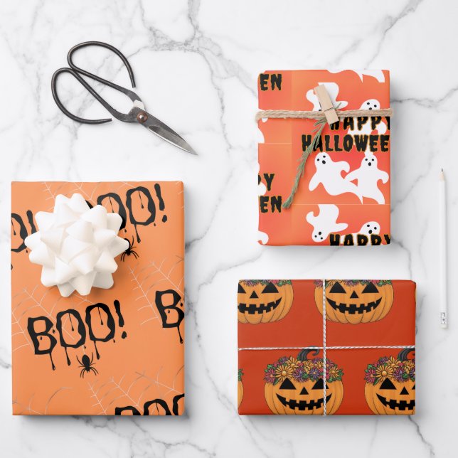 Haunting Halloween Wrappers Geschenkpapier Set (Vorderseite)