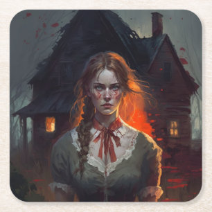 Haunting house rechteckiger pappuntersetzer