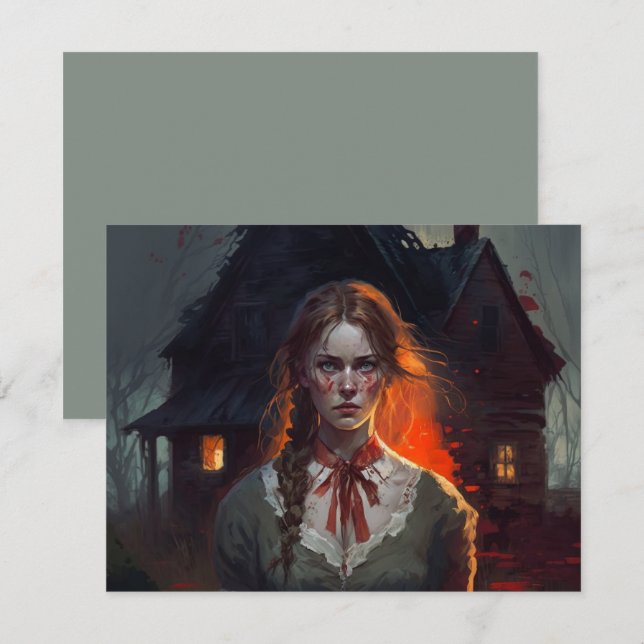Haunting house RSVP karte (Vorne/Hinten)