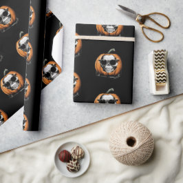 Haunting Jack O' Lantern Grinning Skull Halloween Geschenkpapier