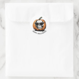 Haunting Jack O' Lantern Grinning Skull Halloween Runder Aufkleber