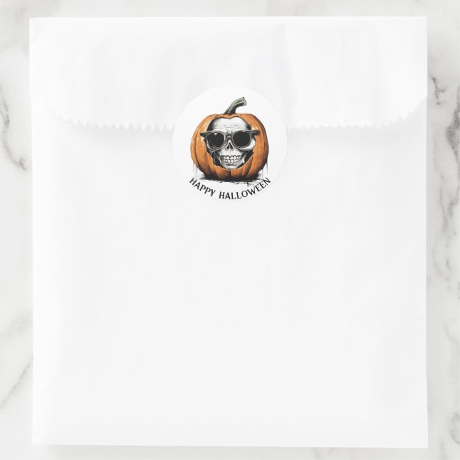 Haunting Jack O' Lantern Grinning Skull Halloween Runder Aufkleber (Tasche)