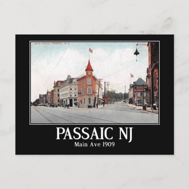 Haupt-Ave. Passaic NJ, 1909 Vintag Postkarte (Vorderseite)