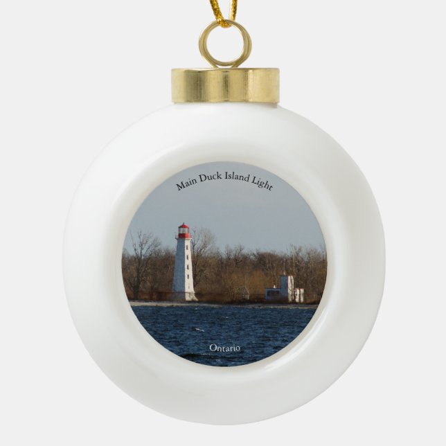 Haupt-Enteninsel Lichtschmuck Keramik Kugel-Ornament (Vorderseite)