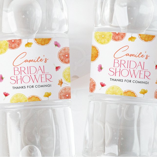 Haupt-Squeeze Citrus Blume Brautparty (Citrus Bridal Shower Water Bottle Labels | Matching items available.)