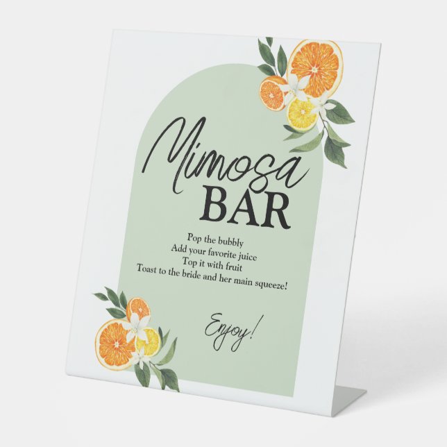 Haupt-Squeeze Citrus Brautparty Mimosa Bar Sockelschild (Vorderseite)