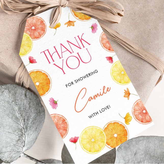 Haupt-Squeeze Citrus Brautparty Rectangle Gefallen Geschenkanhänger (Citrus Bridal Shower Favor Tag | Matching items available.)