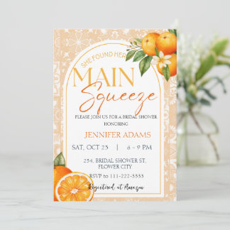 Haupt-Squeeze Citrus Orange Summer Brautparty Einladung
