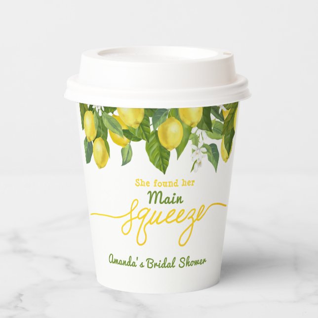 Haupt Squeeze Lemon Theme Wedding Brautparty Pappbecher (Vorderseite)