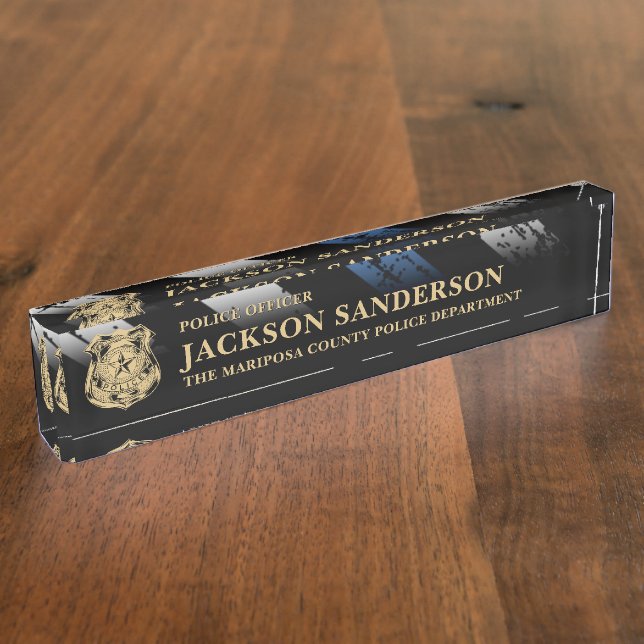 Hauptabteilung Polizeichef Thin Blue Line Logo Namensplakette (Seite)