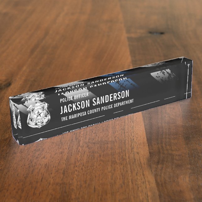 Hauptabteilung Polizeichef Thin Blue Line Logo Namensplakette (Seite)