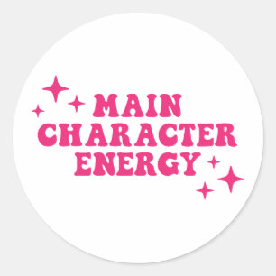 Hauptfigur Energie rosa Runder Aufkleber