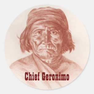 HauptGeronimo, indisches historisches Porträt Runder Aufkleber