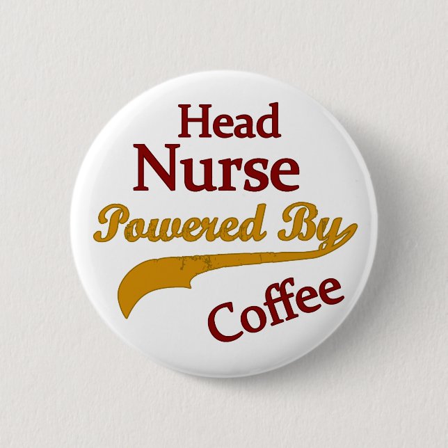 Hauptkrankenschwester angetrieben durch Kaffee Button (Vorderseite)