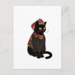 Häuptling schwarze Katze Grußkarte Postkarte