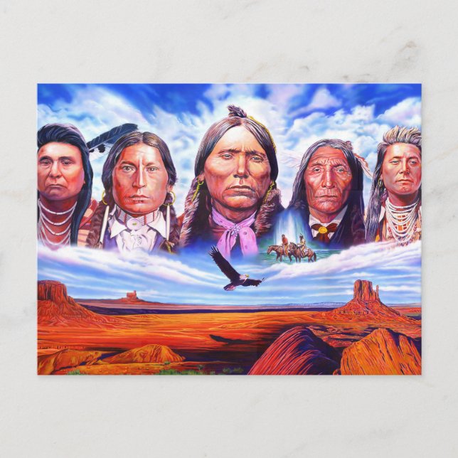 Häuptlinge von amerikanische Ureinwohner Postkarte (Vorderseite)