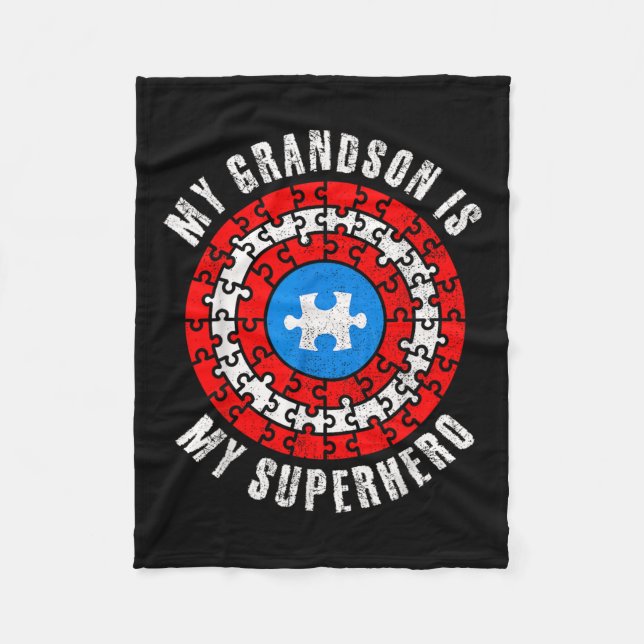Hauptmann Autism Mein Enkel ist mein Superhelden A Fleecedecke (Vorderseite)
