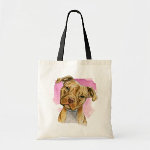 Hauptneigungs-Pitbull-HundeAquarell-Malerei Tragetasche