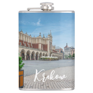 Hauptplatz der Altstadt von Krakau, Polen Flachmann
