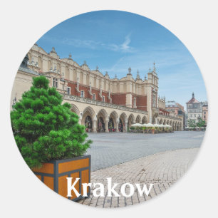 Hauptplatz der Altstadt von Krakau, Polen Runder Aufkleber